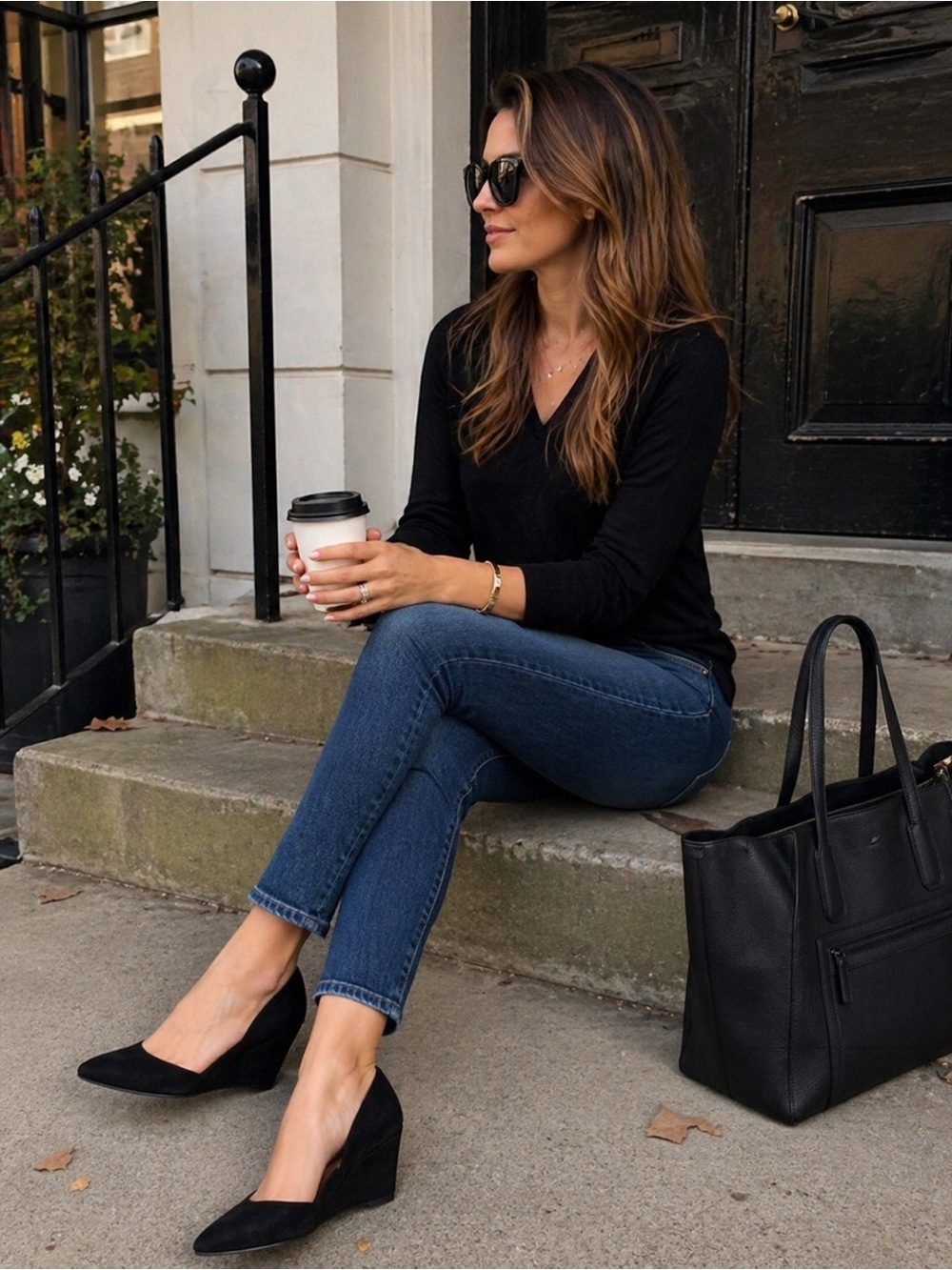 Antonio Melani Black Suede Wedge Heels | D’Orsay Pointed Toe Classic Dress Shoes